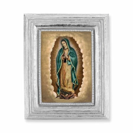 Our Lady of Guadalupe Italian Gold-Stamped Devotional Silver-Leaf Framed Print – 2.5" x 3.5"
