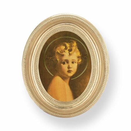 Light of the World Italian Gold-Stamped Oval Framed Print – Gold-Leaf – 3.75" x 4.5" – Easel Back
