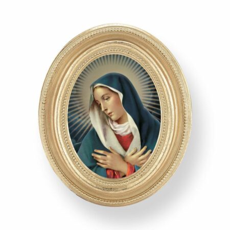 Holy Spirit Italian Gold-Stamped Oval Framed Print – Gold-Leaf Frame – 2.5" x 3.5" – Wall Art