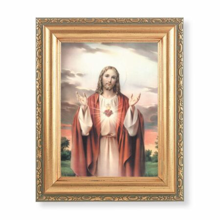 Sacred Heart of Jesus Antique Gold Framed Art