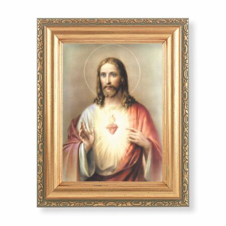 Sacred Heart of Jesus Antique Gold Framed Art