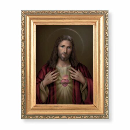 Sacred Heart of Jesus Antique Gold Framed Art