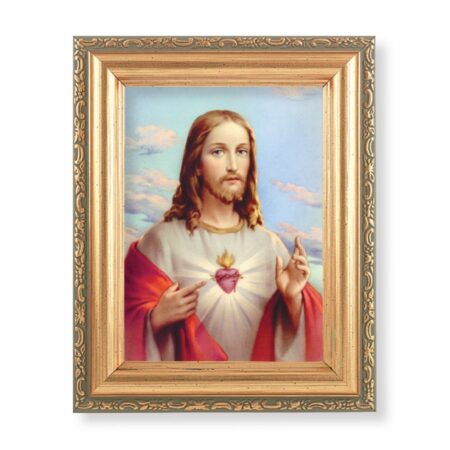 Sacred Heart of Jesus Antique Gold Framed Art