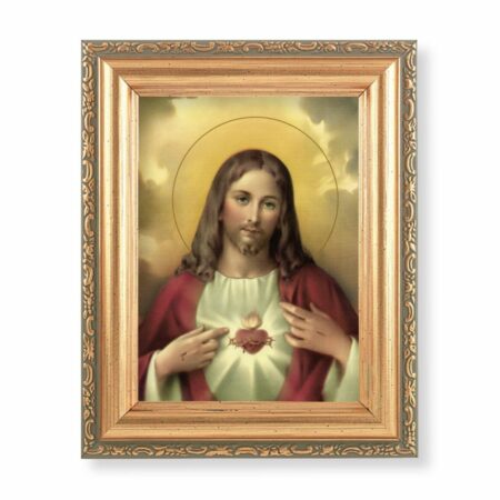 Sacred Heart of Jesus Antique Gold Framed Art