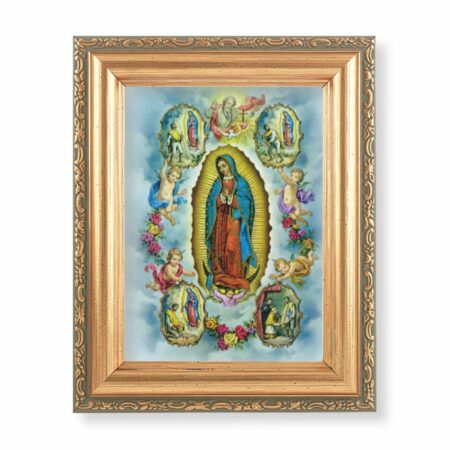 Our Lady of Guadalupe with Visions Antique Gold Framed Art