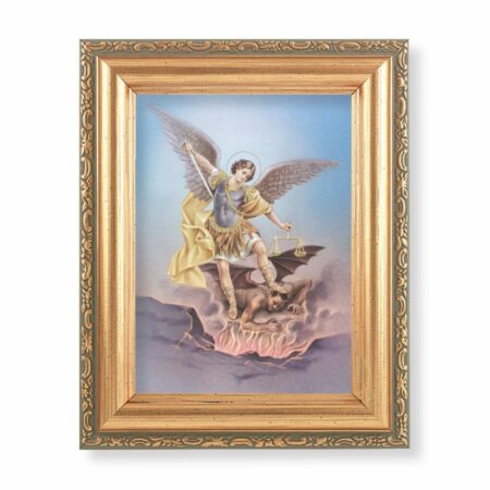 St. Michael Antique Gold Framed Art