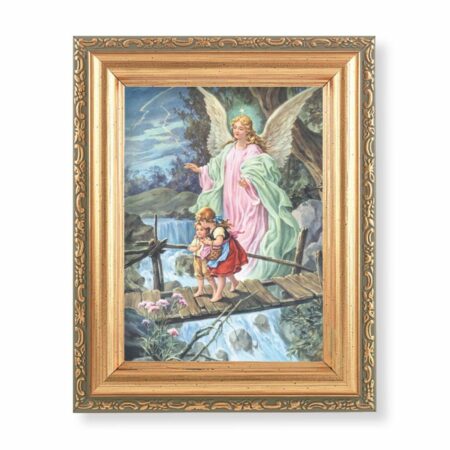 Guardian Angel Antique Gold Framed Art