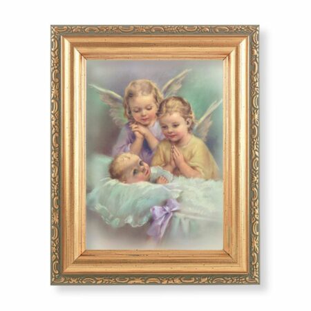 Guardian Angels Antique Gold Framed Art