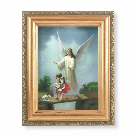 Guardian Angel Antique Gold Framed Art