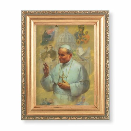 St. John Paul II Antique Gold Framed Art