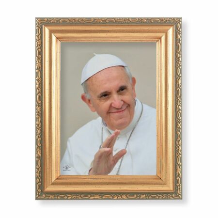 Pope Francis Antique Gold Framed Art