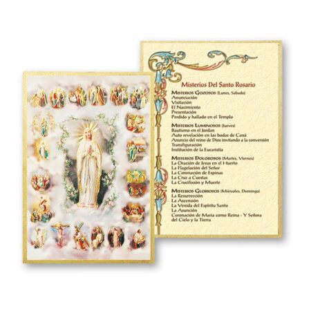Mysteries of the Rosary (Spanish) Gold Foil Mosaic Plaque