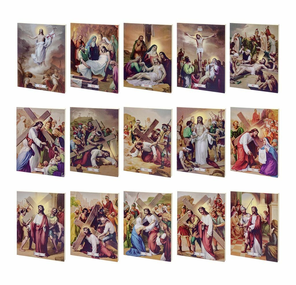 Stations of the Cross (Set of 15) Textured Wood - Buy Religious ...