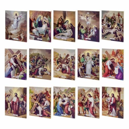 Stations of the Cross (Set of 15) Textured Wood