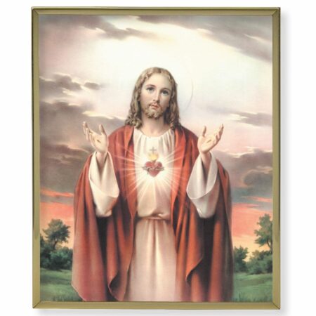 Sacred Heart of Jesus Gold Framed Plaque Art
