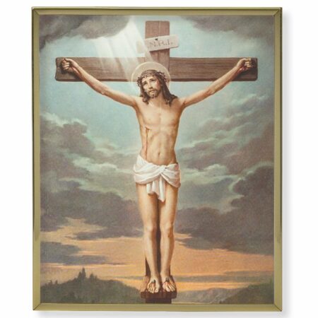 Crucifixion Gold Framed Plaque Art