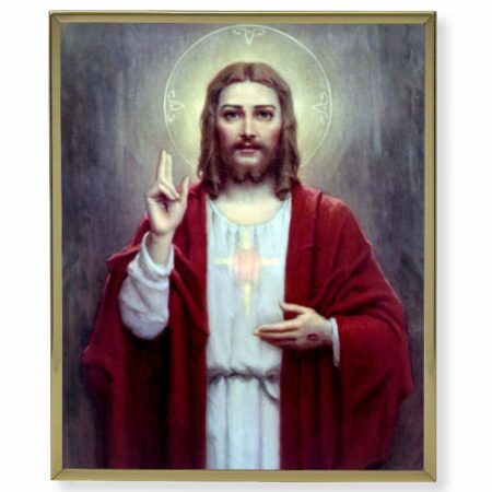 Sacred Heart of Jesus Gold Framed Plaque Art