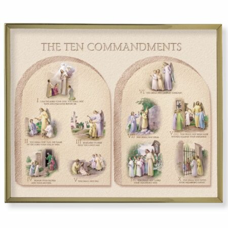 Ten Commandments Gold Framed Plaque Art