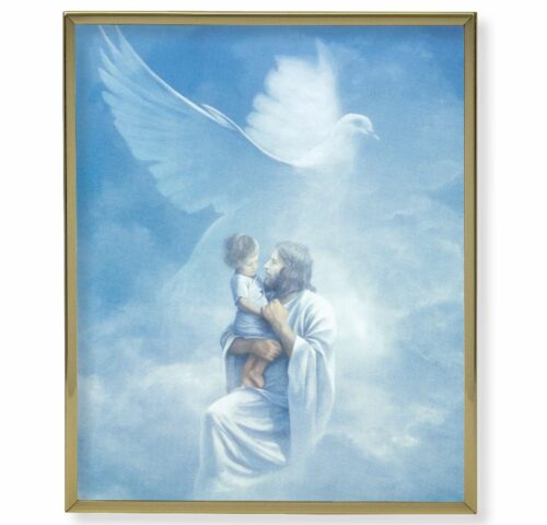 Christ Welcoming Child Gold Framed Plaque Art