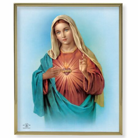 Immaculate Heart of Mary Gold Framed Plaque Art