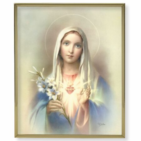 Immaculate Heart  of Mary Gold Framed Plaque Art