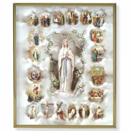 Mysteries of the Rosary Gold Framed Plaque Art