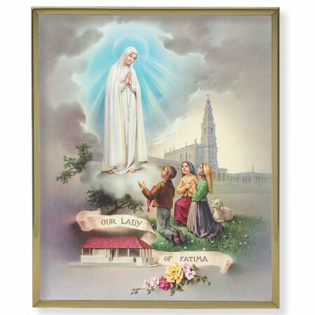 Our Lady of Fatima Gold Framed Plaque Art
