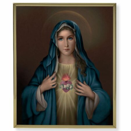 Immaculate Heart of Mary Gold Framed Plaque Art
