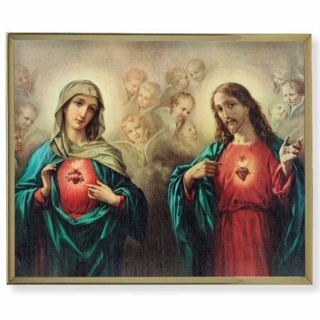 The Sacred Hearts Gold Framed Plaque Art