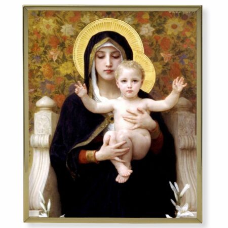 Madonna of the Lilies Gold Framed Plaque Art