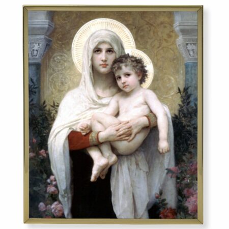 Madonna of the Roses Gold Framed Plaque Art