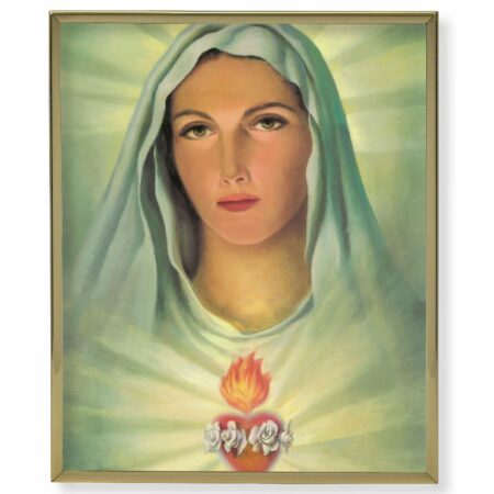 Immaculate Heart of Mary Gold Framed Plaque Art