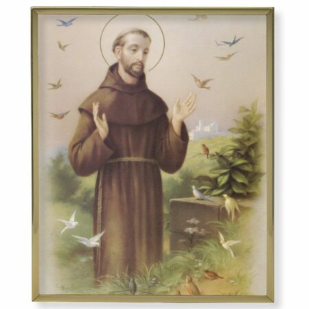 St. Francis Gold Framed Plaque Art