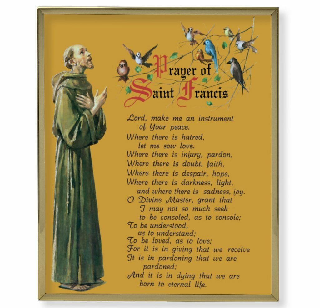 Prayer of St. Francis Gold Framed Plaque Art - Buy Religious Catholic Store