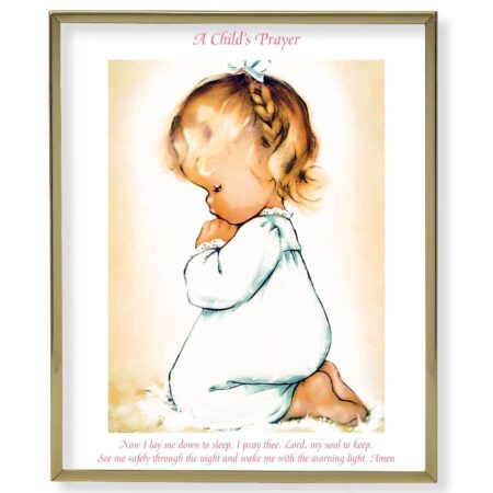 Praying Girl Gold Framed Plaque Art