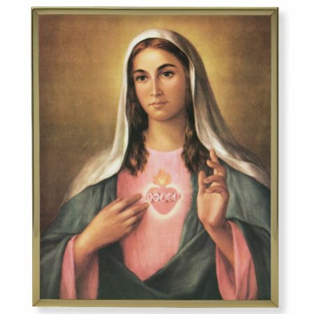 Immaculate Heart of Mary Gold Framed Plaque Art