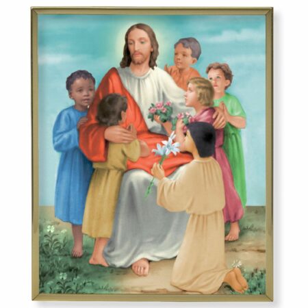 Jesus with Children Gold Framed Plaque Art