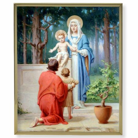 The Holy Family with St. John the Baptist Gold Framed Plaque Art