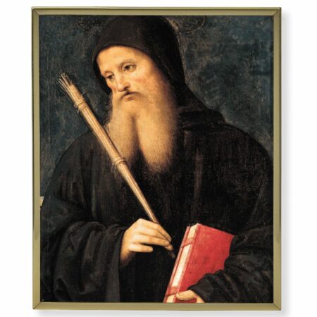 St. Benedict Gold Framed Plaque Art