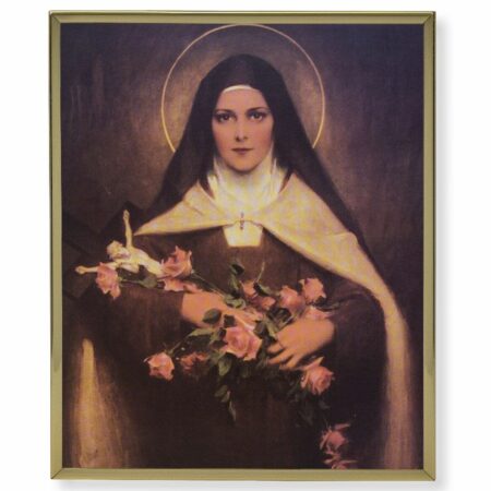 St. Therese Gold Framed Plaque Art