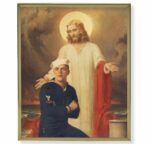 Jesus with Sailor Gold Framed Plaque Art