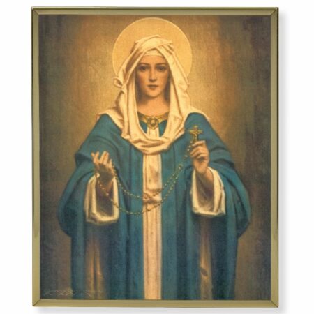 Our Lady of the Rosary Gold Framed Plaque Art