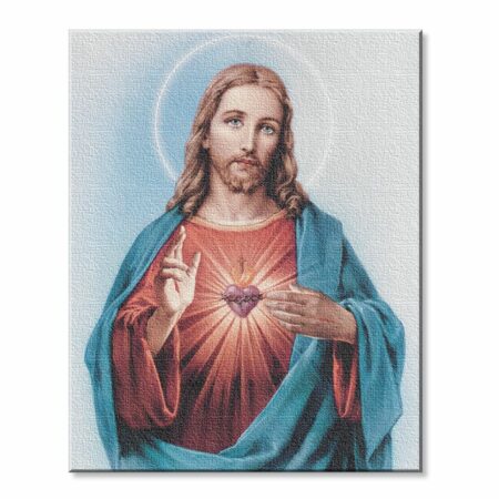 Sacred Heart of Jesus Fine Art Stretched Canvas Print – 8" x 10" – Made in Italy