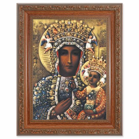 Our Lady of Czestochowa Mahogany Finish Framed Art