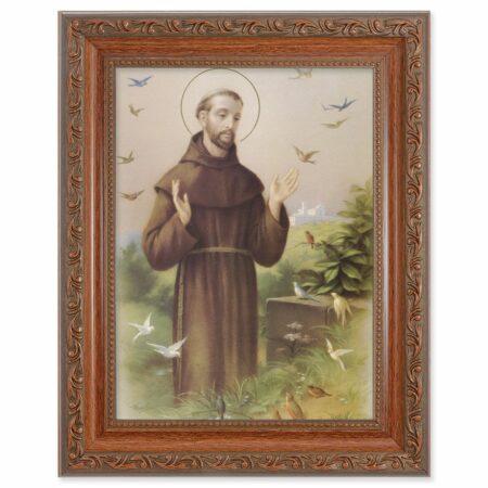 St. Francis Mahogany Finish Framed Art