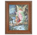 Guardian Angel Mahogany Finish Framed Art