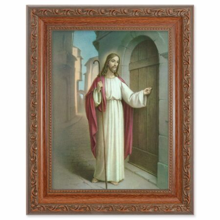 Christ Knocking Mahogany Finish Framed Art