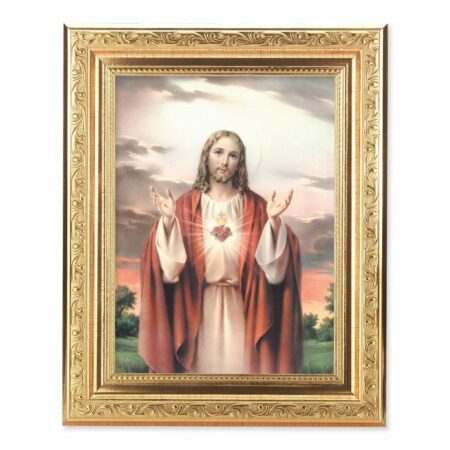 Sacred Heart of Jesus Antique Gold Framed Art