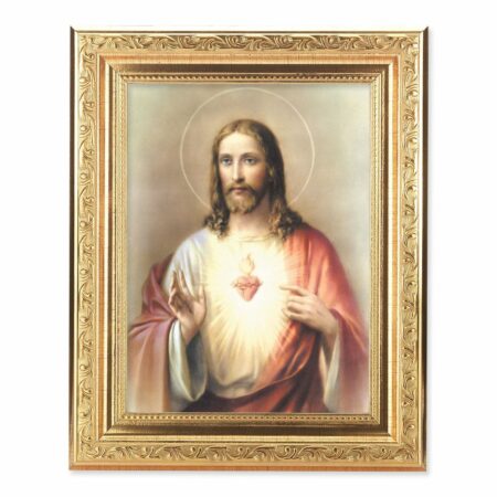 Sacred Heart of Jesus Antique Gold Framed Art