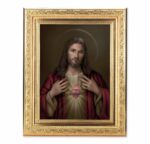 Sacred Heart of Jesus Antique Gold Framed Art